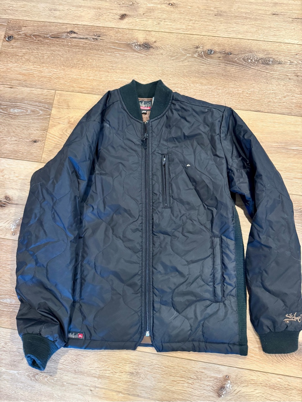 Quiksilver Men's Black Quilted Bomber Jacket